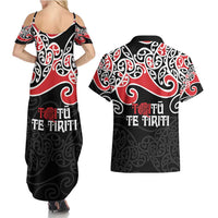Aotearoa Toitu Te Tiriti Couples Matching Summer Maxi Dress and Hawaiian Shirt New Zealand Stand Together Stand Stronger