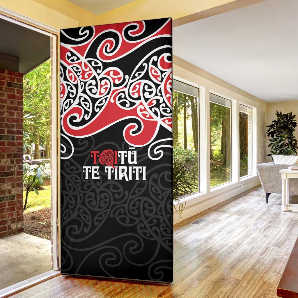 Aotearoa Toitu Te Tiriti Door Cover New Zealand Stand Together Stand Stronger - Polynesian Pride