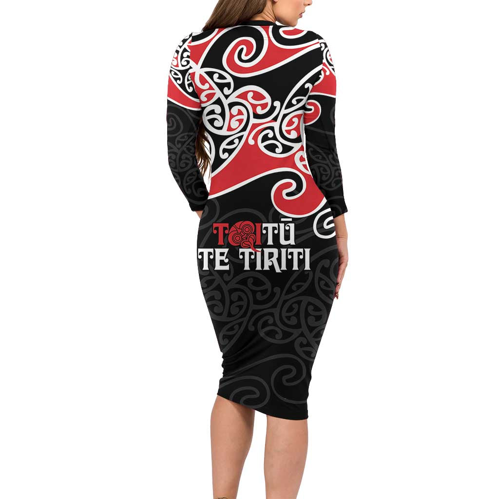 Aotearoa Toitu Te Tiriti Family Matching Long Sleeve Bodycon Dress and Hawaiian Shirt New Zealand Stand Together Stand Stronger LT9 - Polynesian Pride