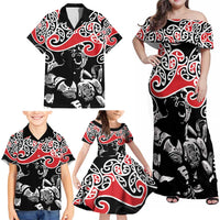 Aotearoa Toitu Te Tiriti Family Matching Off Shoulder Maxi Dress and Hawaiian Shirt New Zealand Stand Together Stand Stronger LT9 - Polynesian Pride