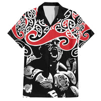 Aotearoa Toitu Te Tiriti Family Matching Off Shoulder Maxi Dress and Hawaiian Shirt New Zealand Stand Together Stand Stronger LT9 Dad's Shirt - Short Sleeve Black - Polynesian Pride