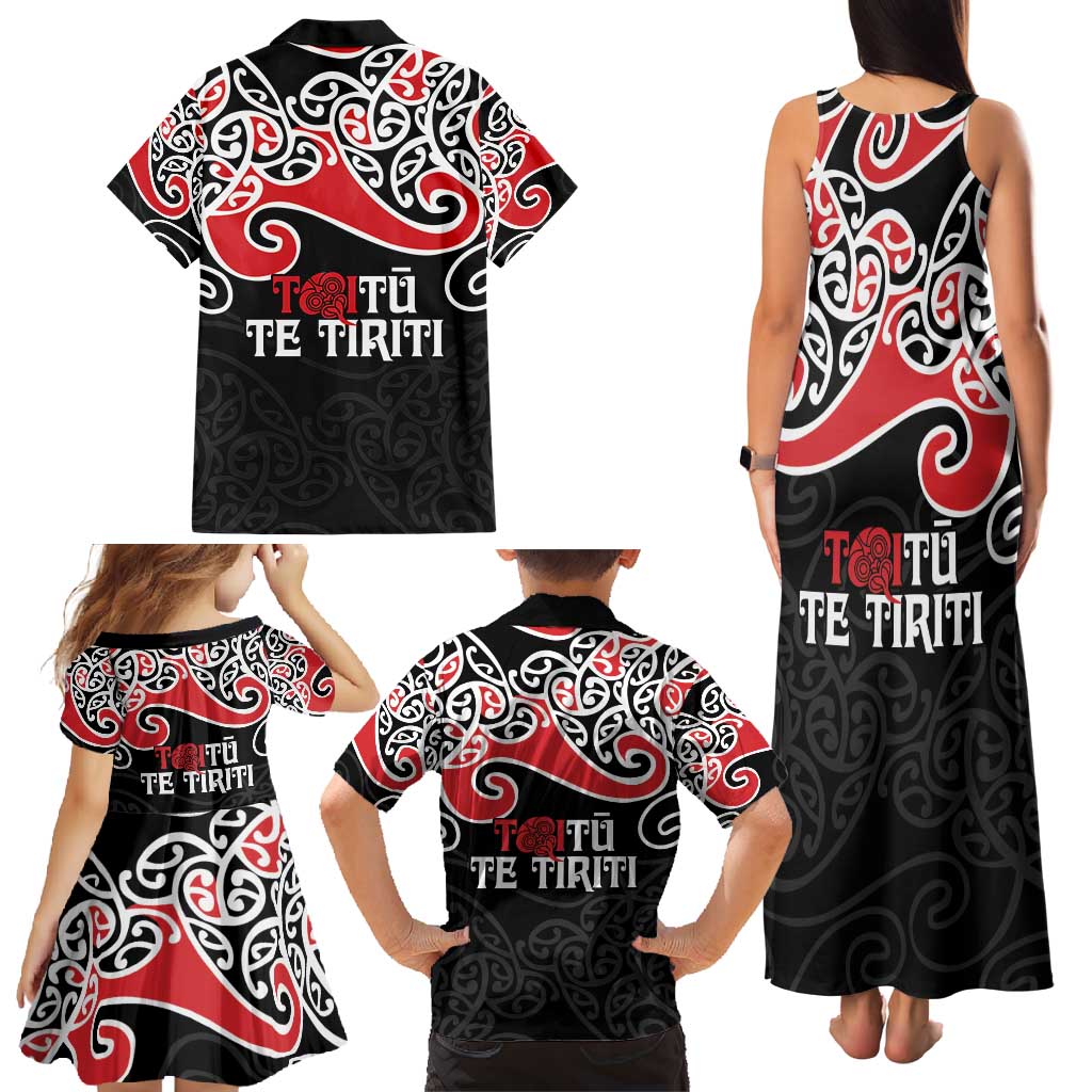 Aotearoa Toitu Te Tiriti Family Matching Tank Maxi Dress and Hawaiian Shirt New Zealand Stand Together Stand Stronger LT9 - Polynesian Pride