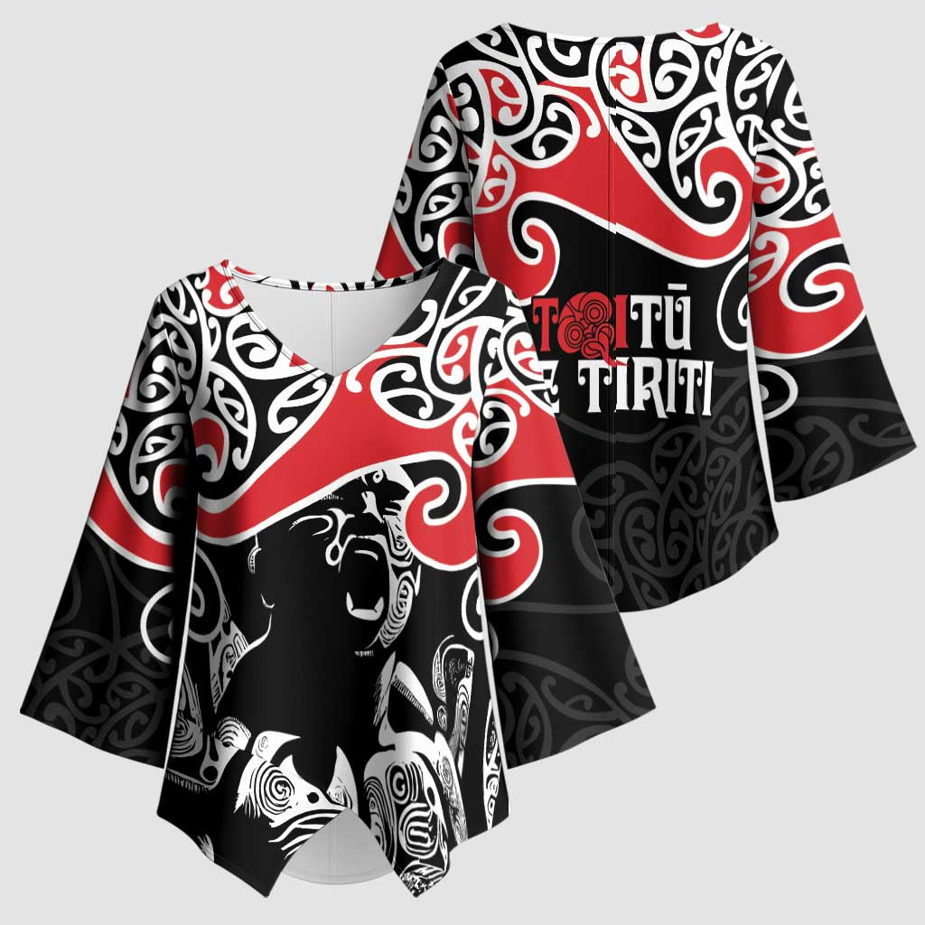 Aotearoa Toitu Te Tiriti Kimono Sleeve Blouse New Zealand Stand Together Stand Stronger - Polynesian Pride