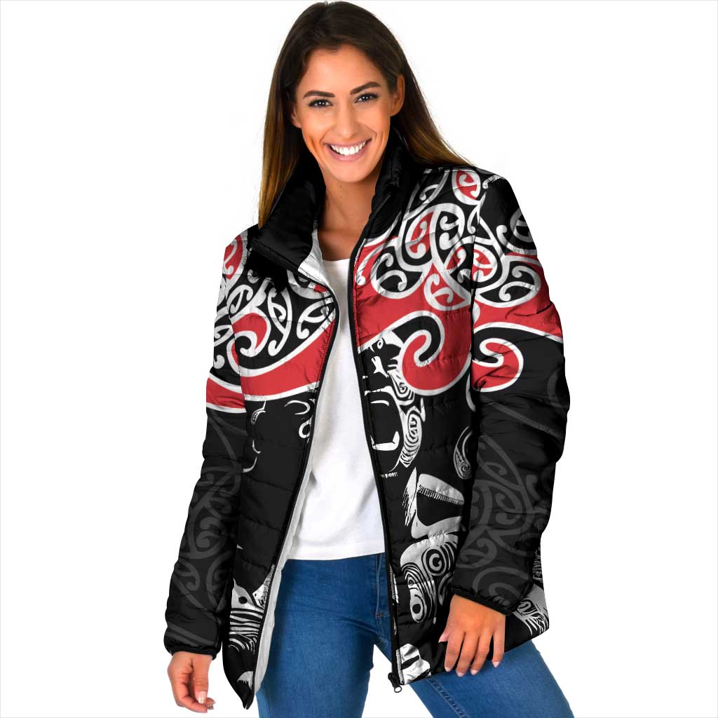 Aotearoa Toitu Te Tiriti Padded Jacket New Zealand Stand Together Stand Stronger LT9 Women Black - Polynesian Pride