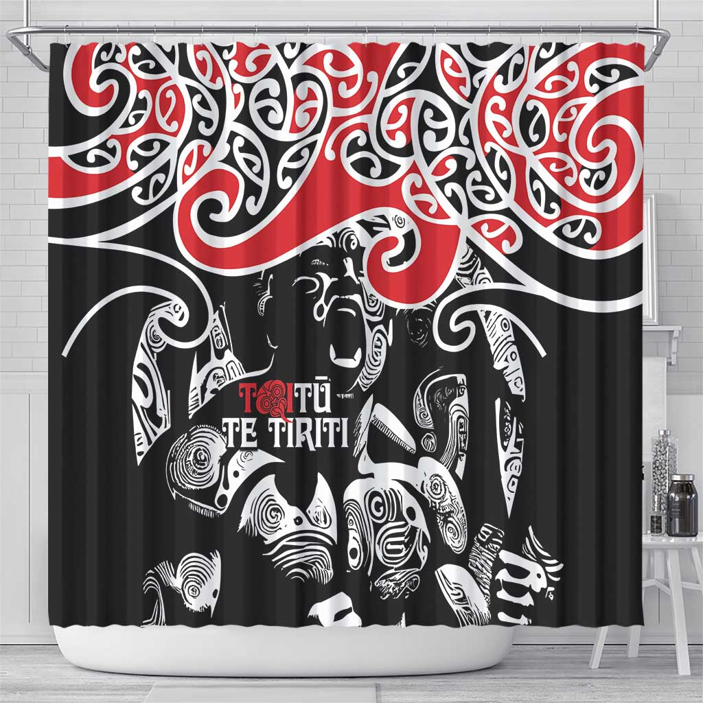 Aotearoa Toitu Te Tiriti Shower Curtain New Zealand Stand Together Stand Stronger LT9 - Polynesian Pride