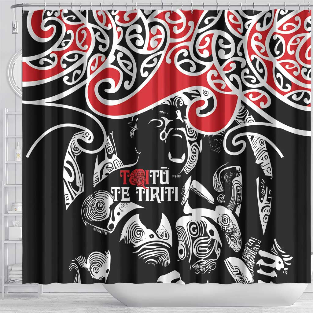Aotearoa Toitu Te Tiriti Shower Curtain New Zealand Stand Together Stand Stronger LT9 - Polynesian Pride
