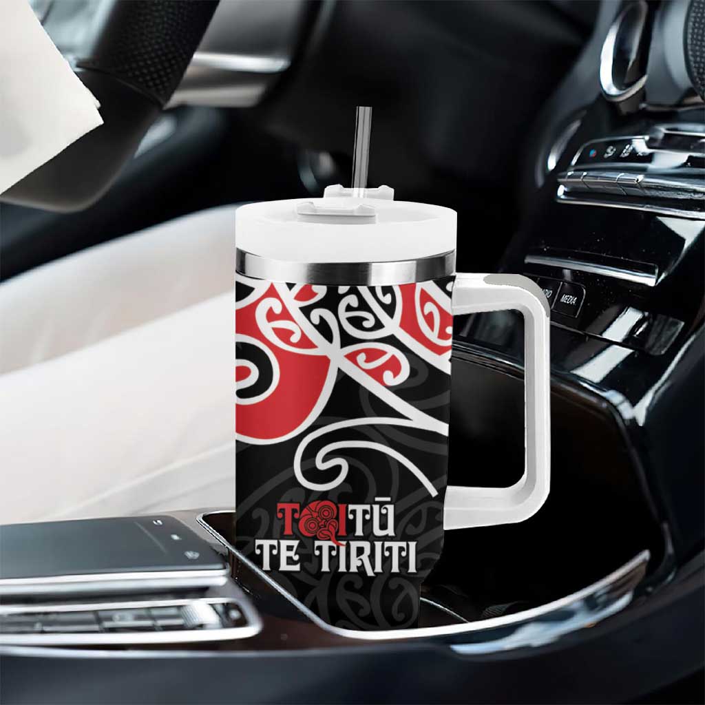 Aotearoa Toitu Te Tiriti Tumbler With Handle New Zealand Stand Together Stand Stronger LT9 - Polynesian Pride