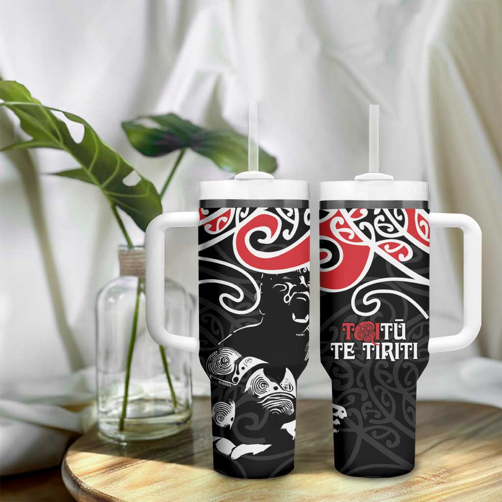 Aotearoa Toitu Te Tiriti Tumbler With Handle New Zealand Stand Together Stand Stronger LT9 - Polynesian Pride