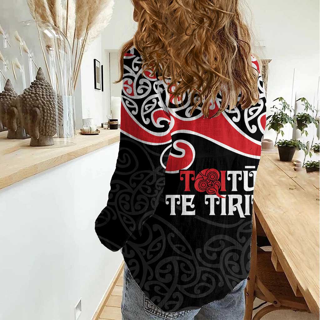 Aotearoa Toitu Te Tiriti Women Casual Shirt New Zealand Stand Together Stand Stronger LT9 - Polynesian Pride