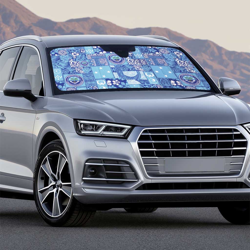 Federated States of Micronesia Merry Christmas Auto Sun Shade Pacific Patchwork Xmas Vibes - Polynesian Pride