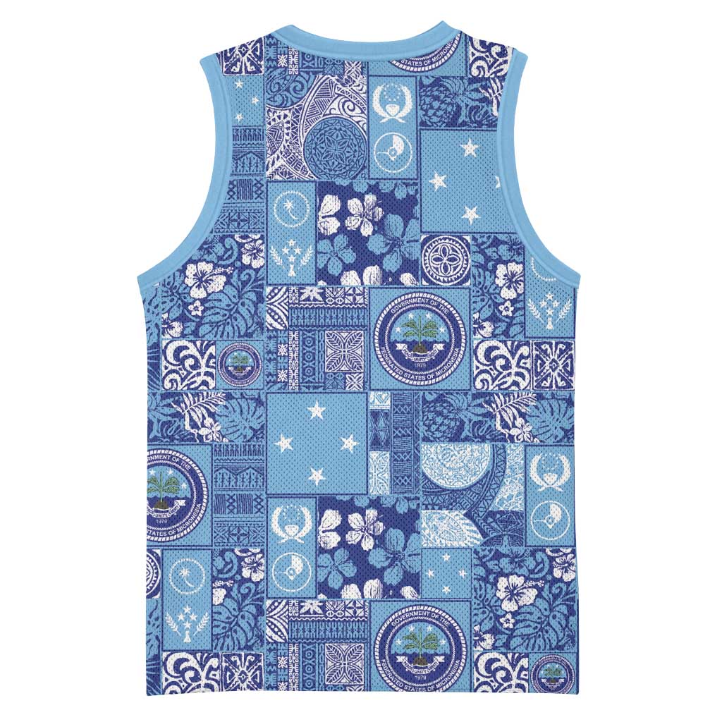 Federated States of Micronesia Merry Christmas Basketball Jersey Pacific Patchwork Xmas Vibes - Polynesian Pride