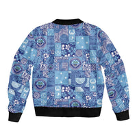 Federated States of Micronesia Merry Christmas Bomber Jacket Pacific Patchwork Xmas Vibes - Polynesian Pride