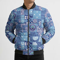 Federated States of Micronesia Merry Christmas Bomber Puffer Jacket Pacific Patchwork Xmas Vibes - Polynesian Pride
