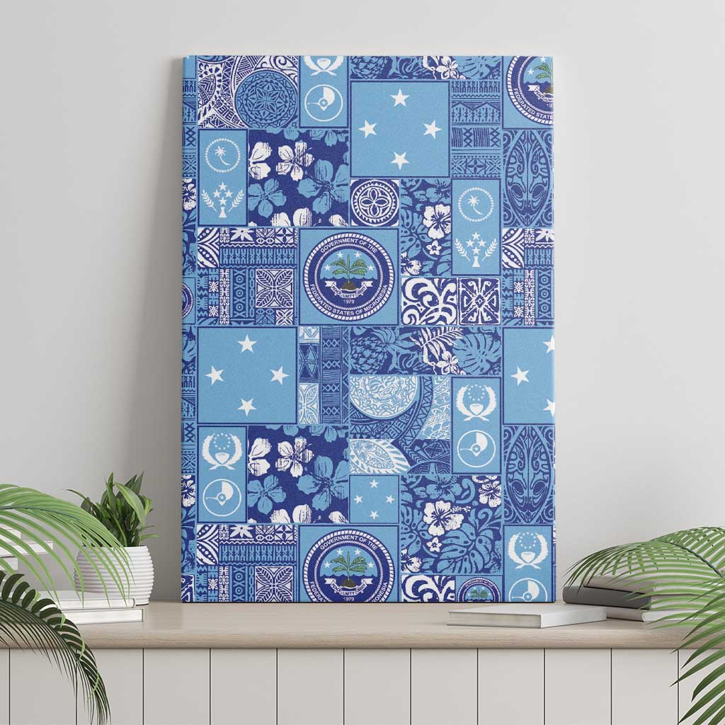 Federated States of Micronesia Merry Christmas Canvas Wall Art Pacific Patchwork Xmas Vibes - Polynesian Pride