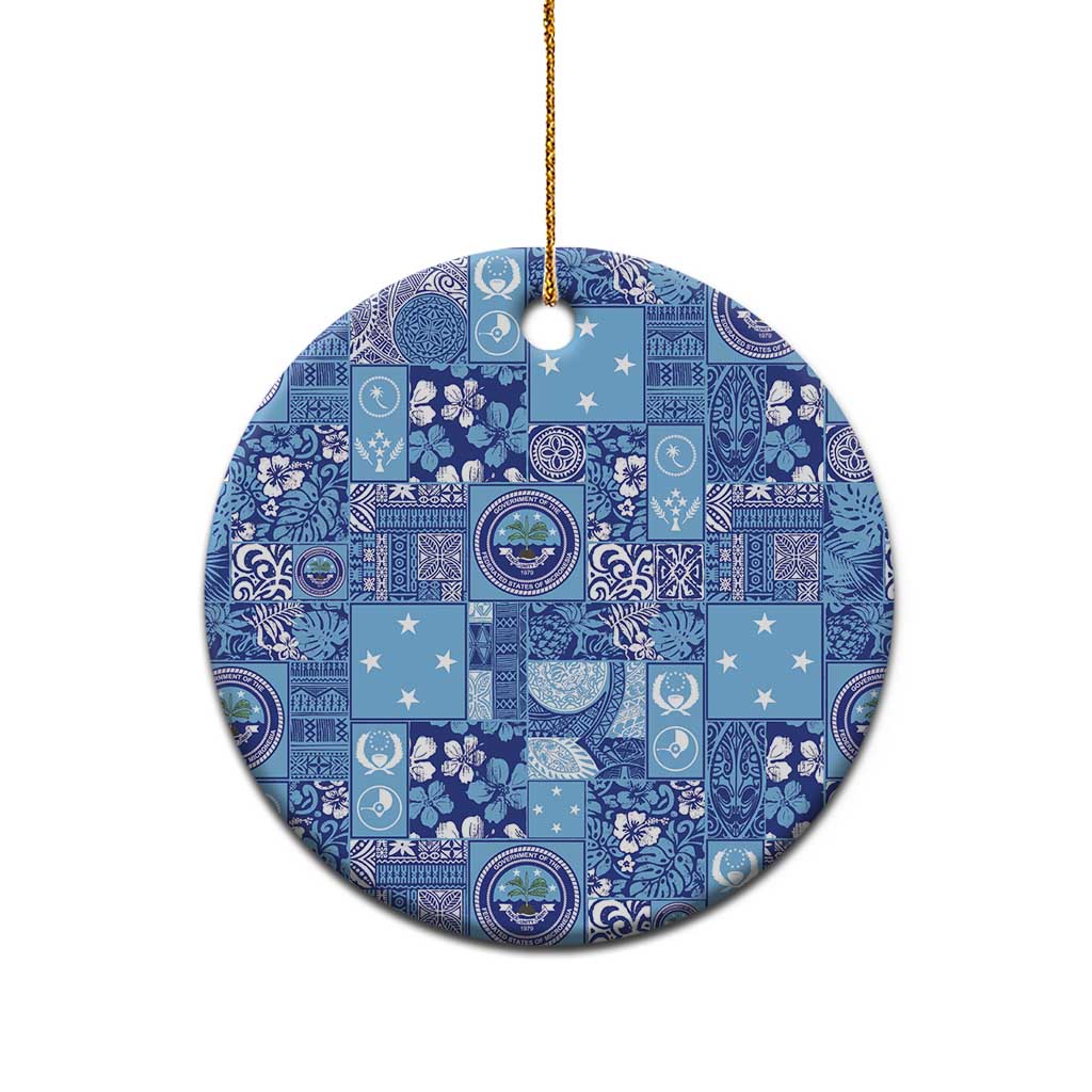 Federated States of Micronesia Merry Christmas Ceramic Ornament Pacific Patchwork Xmas Vibes - Polynesian Pride