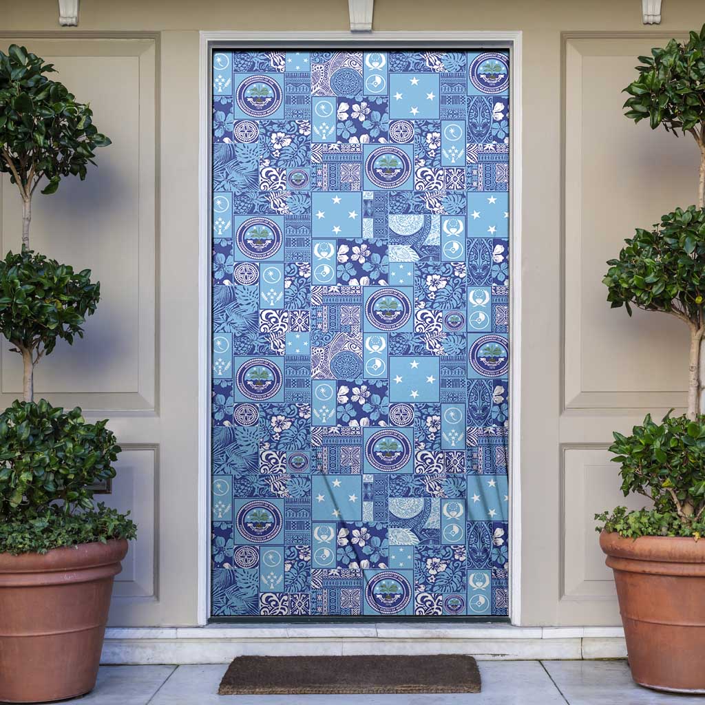 Federated States of Micronesia Merry Christmas Door Cover Pacific Patchwork Xmas Vibes - Polynesian Pride