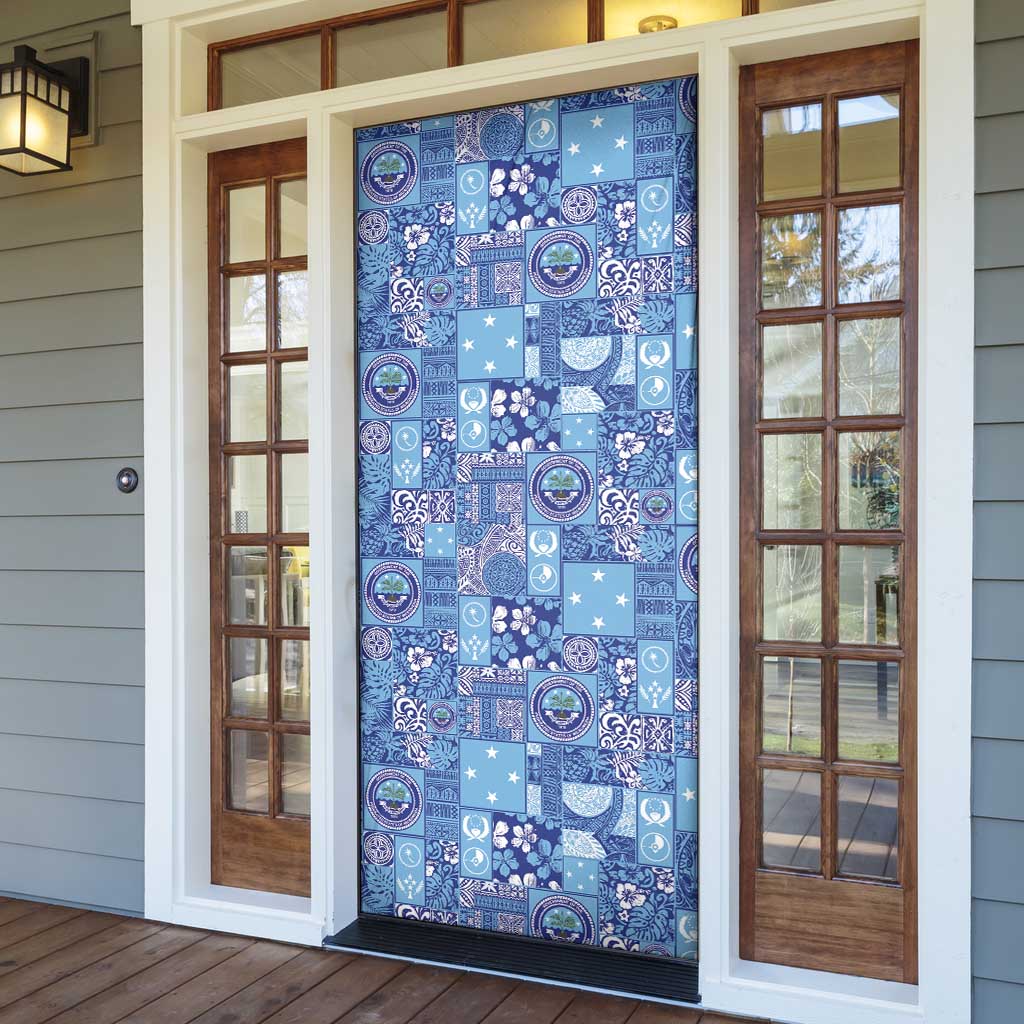 Federated States of Micronesia Merry Christmas Door Cover Pacific Patchwork Xmas Vibes - Polynesian Pride