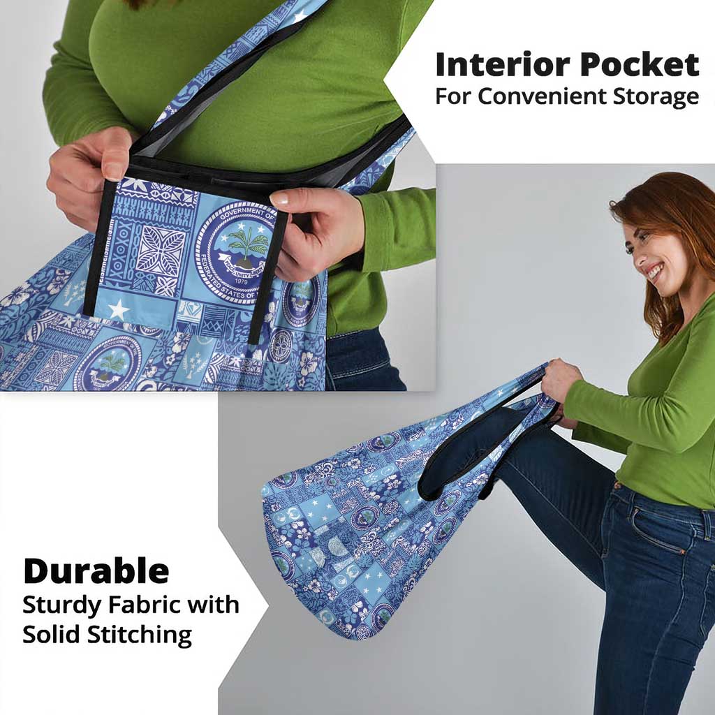 Federated States of Micronesia Merry Christmas Grocery Bag Pacific Patchwork Xmas Vibes - Polynesian Pride