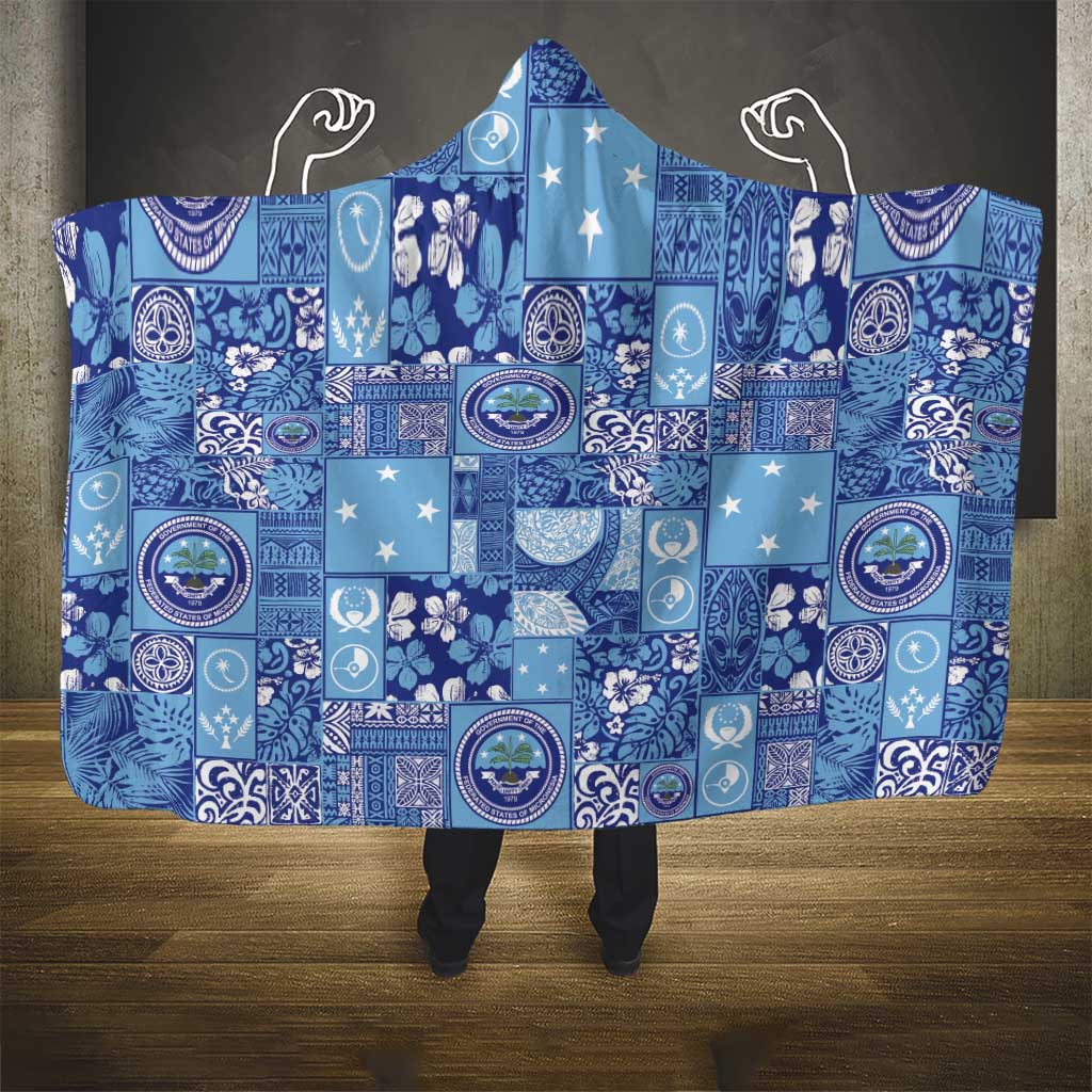 Federated States of Micronesia Merry Christmas Hooded Blanket Pacific Patchwork Xmas Vibes - Polynesian Pride