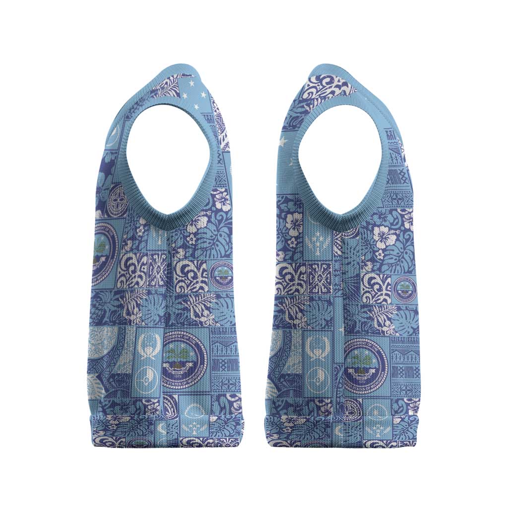 Federated States of Micronesia Merry Christmas Knitted V-Neck Vest Pacific Patchwork Xmas Vibes - Polynesian Pride