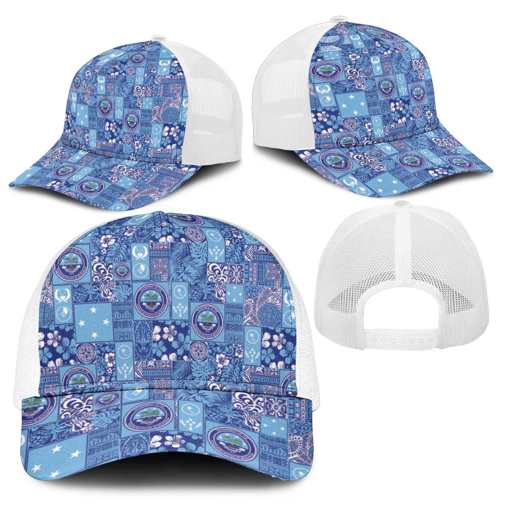 Federated States of Micronesia Merry Christmas Mesh Trucker Cap Pacific Patchwork Xmas Vibes - Polynesian Pride