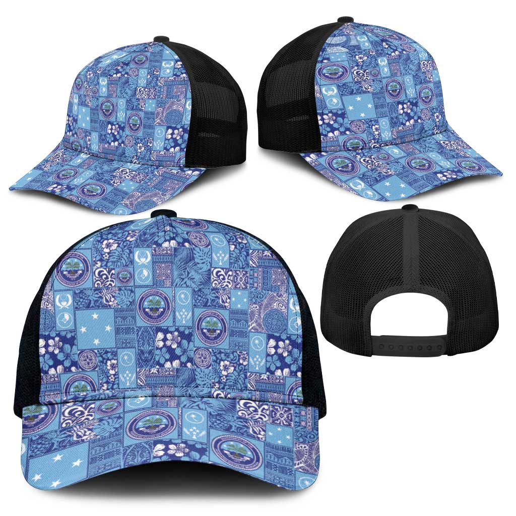 Federated States of Micronesia Merry Christmas Mesh Trucker Cap Pacific Patchwork Xmas Vibes - Polynesian Pride