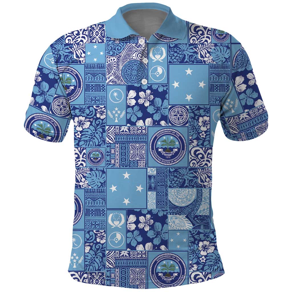 Federated States of Micronesia Merry Christmas Polo Shirt Pacific Patchwork Xmas Vibes - Polynesian Pride