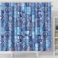 Federated States of Micronesia Merry Christmas Shower Curtain Pacific Patchwork Xmas Vibes - Polynesian Pride