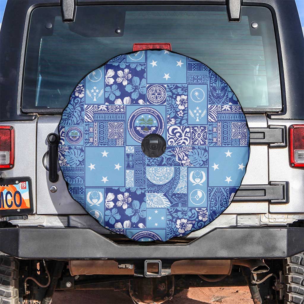 Federated States of Micronesia Merry Christmas Spare Tire Cover Pacific Patchwork Xmas Vibes - Polynesian Pride