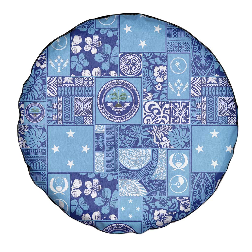 Federated States of Micronesia Merry Christmas Spare Tire Cover Pacific Patchwork Xmas Vibes - Polynesian Pride