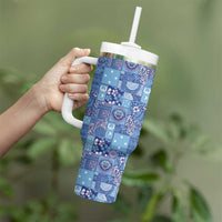 Federated States of Micronesia Merry Christmas Tumbler With Handle Pacific Patchwork Xmas Vibes - Polynesian Pride