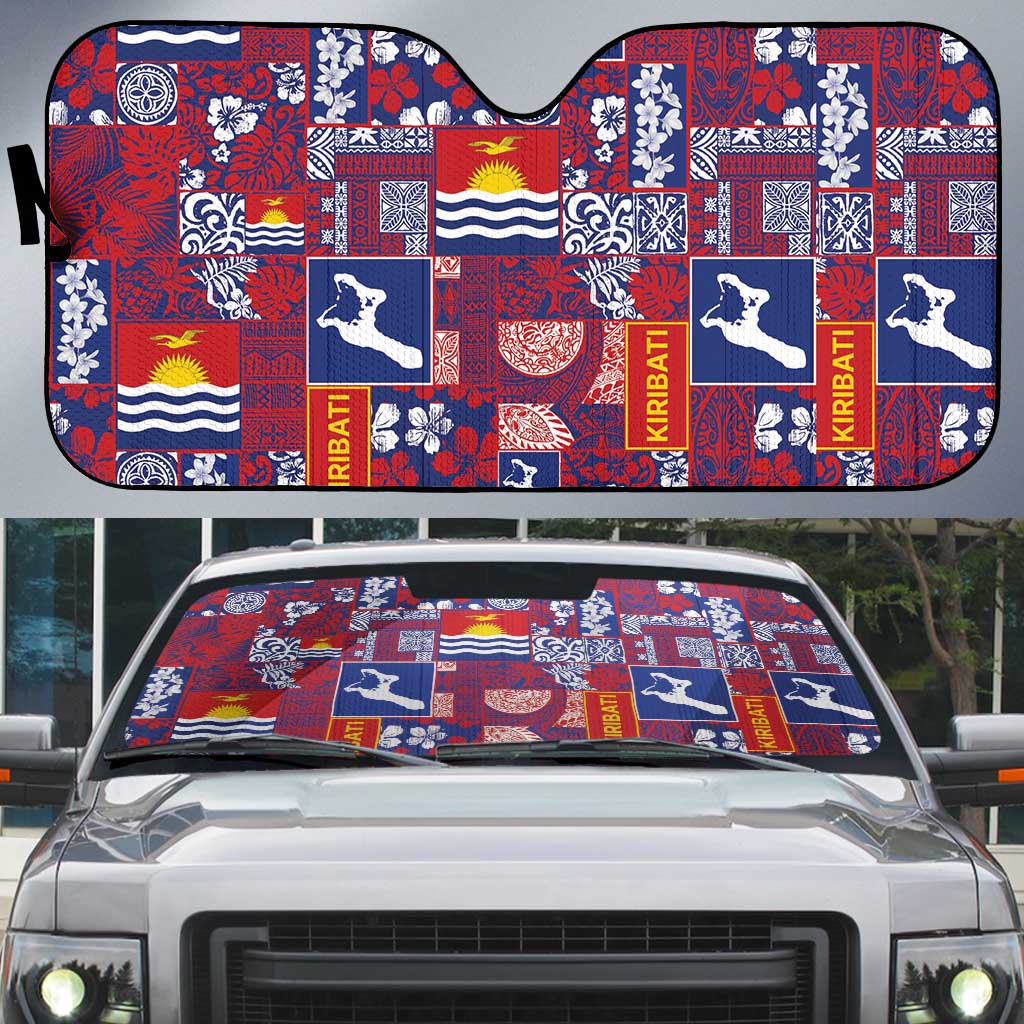 Kiribati Tekeraoi n te Kiritimati Auto Sun Shade Pacific Patchwork Xmas Vibes - Polynesian Pride