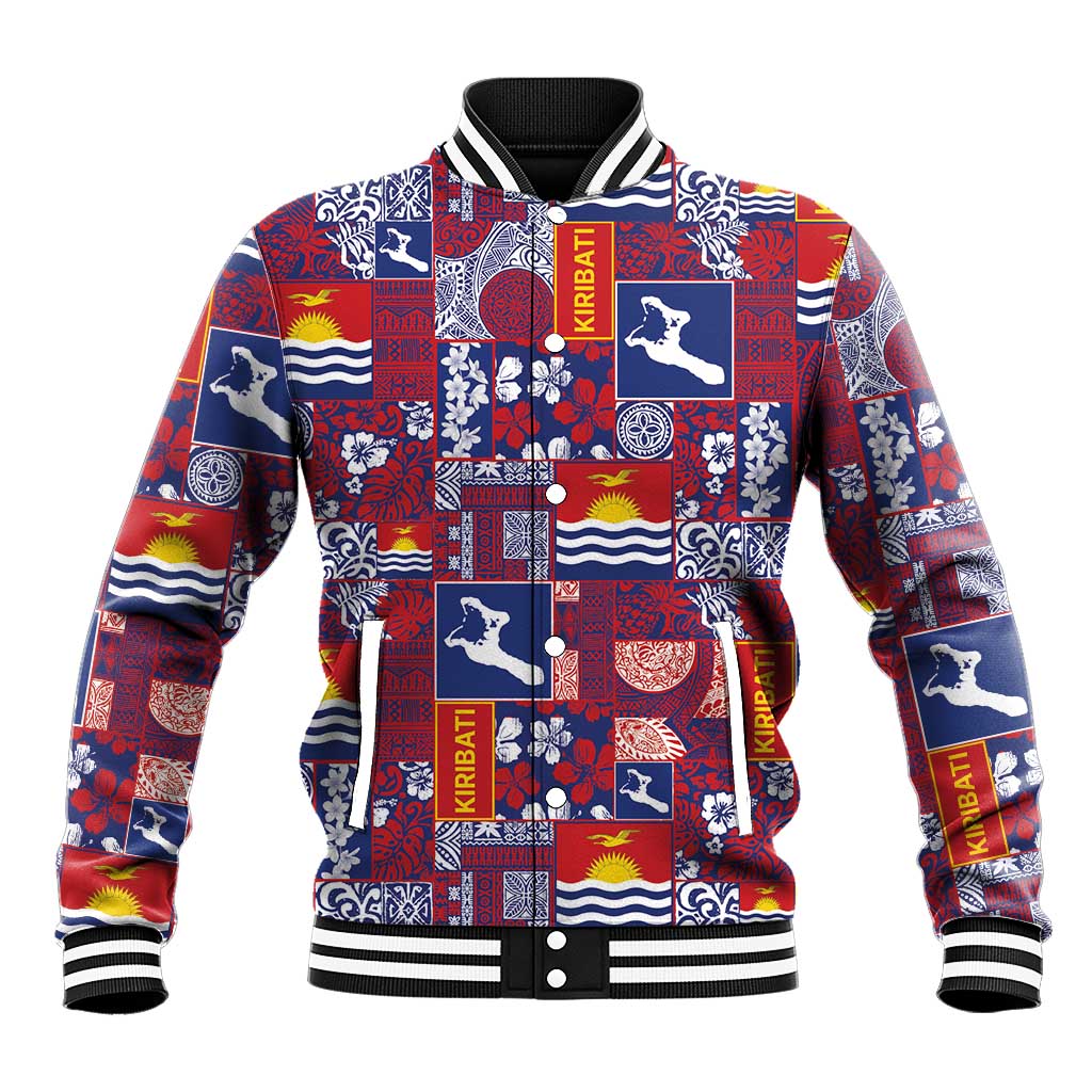 Kiribati Tekeraoi n te Kiritimati Baseball Jacket Pacific Patchwork Xmas Vibes - Polynesian Pride