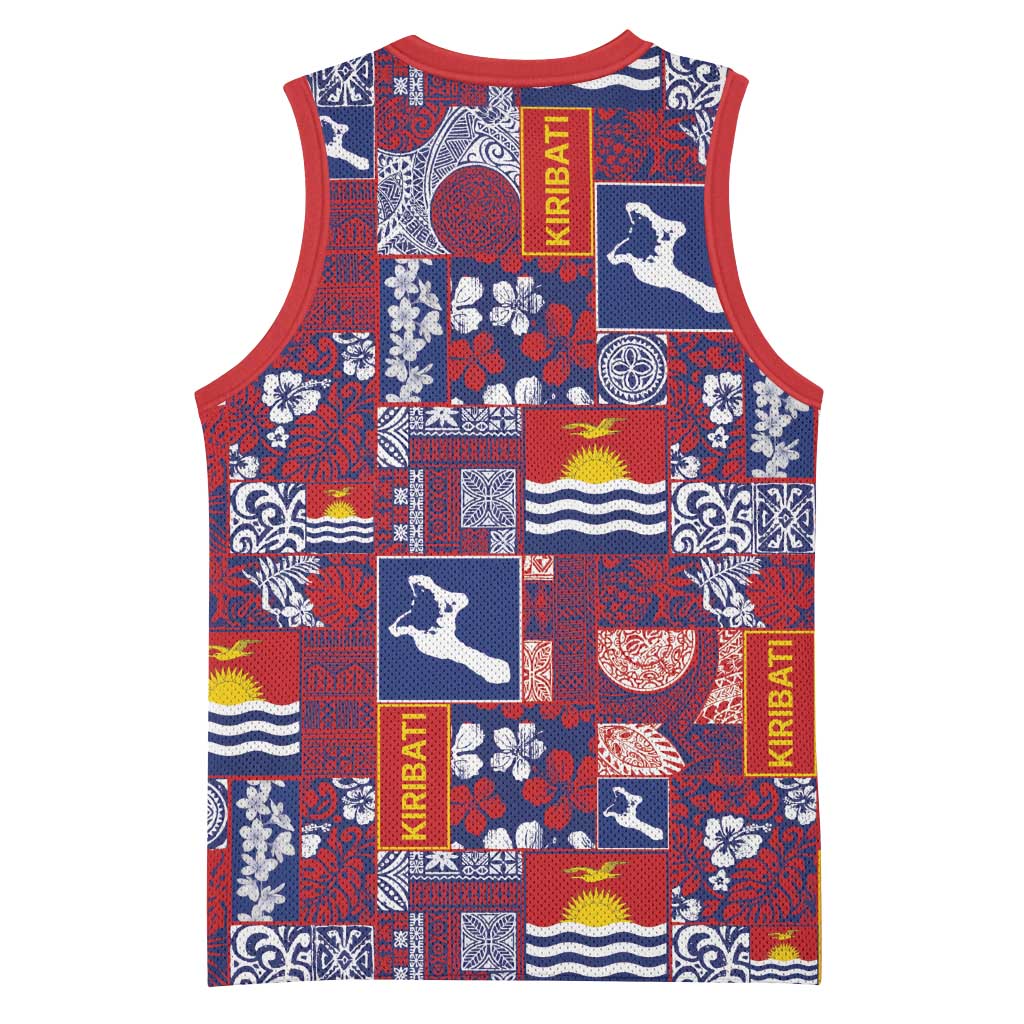 Kiribati Tekeraoi n te Kiritimati Basketball Jersey Pacific Patchwork Xmas Vibes - Polynesian Pride