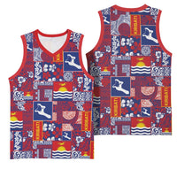 Kiribati Tekeraoi n te Kiritimati Basketball Jersey Pacific Patchwork Xmas Vibes - Polynesian Pride