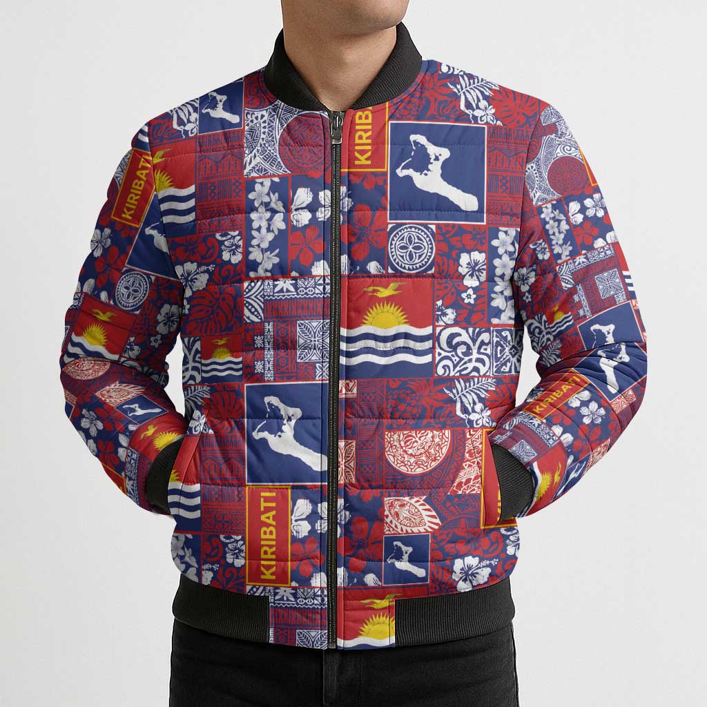 Kiribati Tekeraoi n te Kiritimati Bomber Puffer Jacket Pacific Patchwork Xmas Vibes - Polynesian Pride