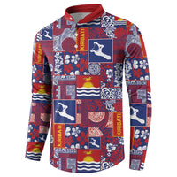 Kiribati Tekeraoi n te Kiritimati Button Sweatshirt Pacific Patchwork Xmas Vibes - Polynesian Pride
