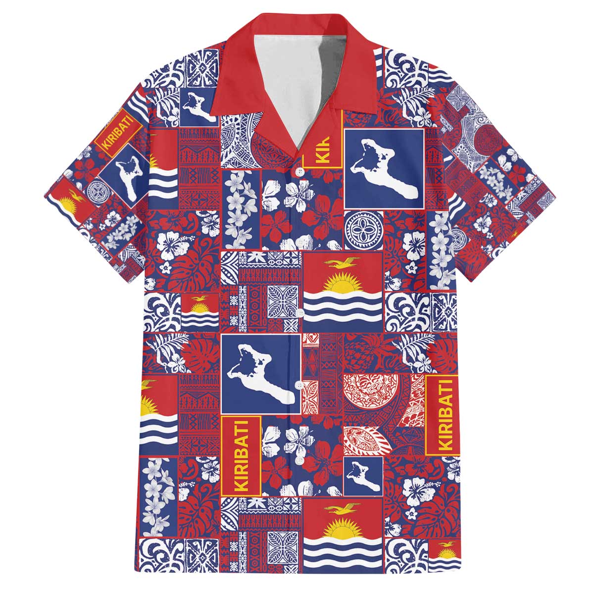 Kiribati Tekeraoi n te Kiritimati Family Matching Off The Shoulder Long Sleeve Dress and Hawaiian Shirt Pacific Patchwork Xmas Vibes - Polynesian Pride
