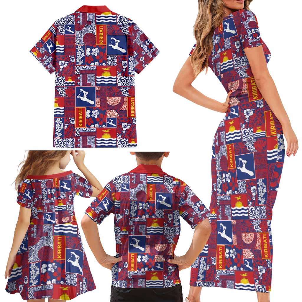 Kiribati Tekeraoi n te Kiritimati Family Matching Short Sleeve Bodycon Dress and Hawaiian Shirt Pacific Patchwork Xmas Vibes - Polynesian Pride