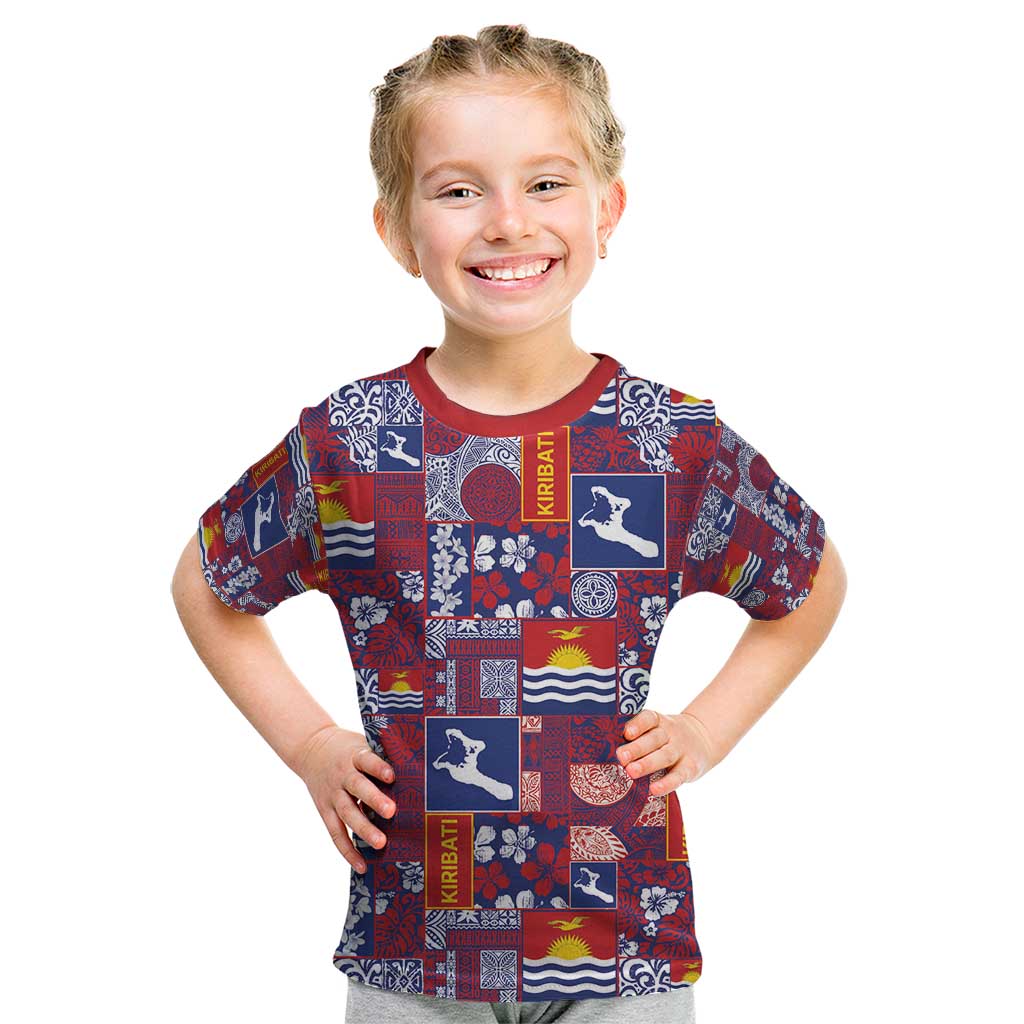 Kiribati Tekeraoi n te Kiritimati Kid T Shirt Pacific Patchwork Xmas Vibes - Polynesian Pride
