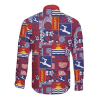 Kiribati Tekeraoi n te Kiritimati Long Sleeve Button Shirt Pacific Patchwork Xmas Vibes - Polynesian Pride