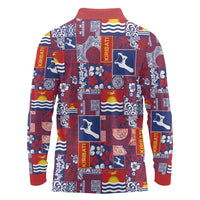 Kiribati Tekeraoi n te Kiritimati Long Sleeve Polo Shirt Pacific Patchwork Xmas Vibes - Polynesian Pride