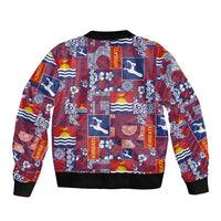 Kiribati Tekeraoi n te Kiritimati Sleeve Zip Bomber Jacket Pacific Patchwork Xmas Vibes - Polynesian Pride