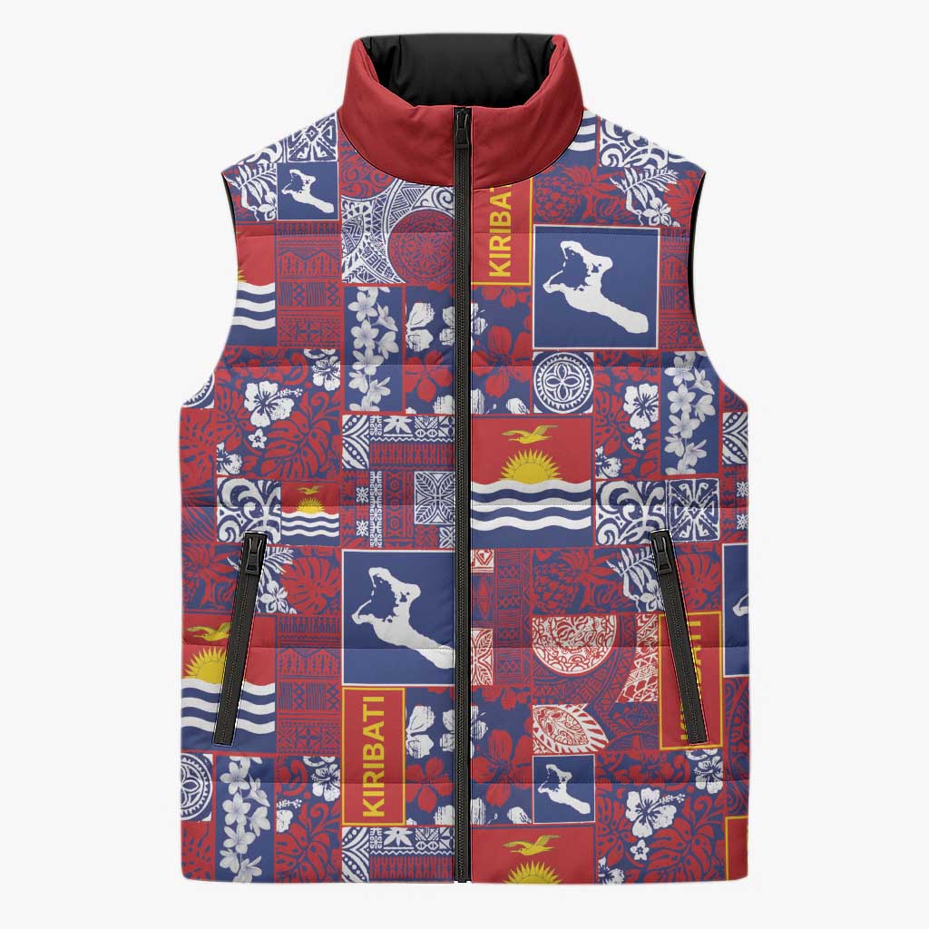 Kiribati Tekeraoi n te Kiritimati Sleeveless Puffer Jacket Pacific Patchwork Xmas Vibes - Polynesian Pride