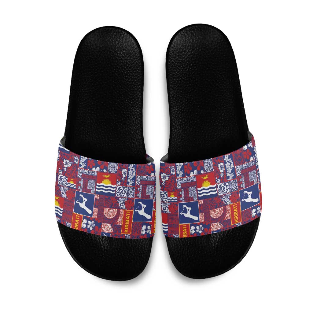 Kiribati Tekeraoi n te Kiritimati Slide Sandals Pacific Patchwork Xmas Vibes - Polynesian Pride