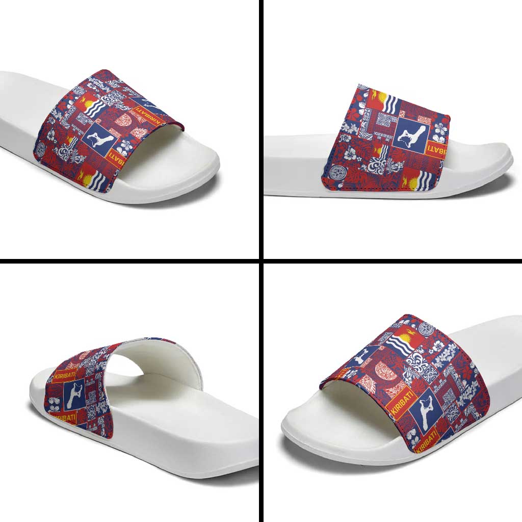 Kiribati Tekeraoi n te Kiritimati Slide Sandals Pacific Patchwork Xmas Vibes - Polynesian Pride