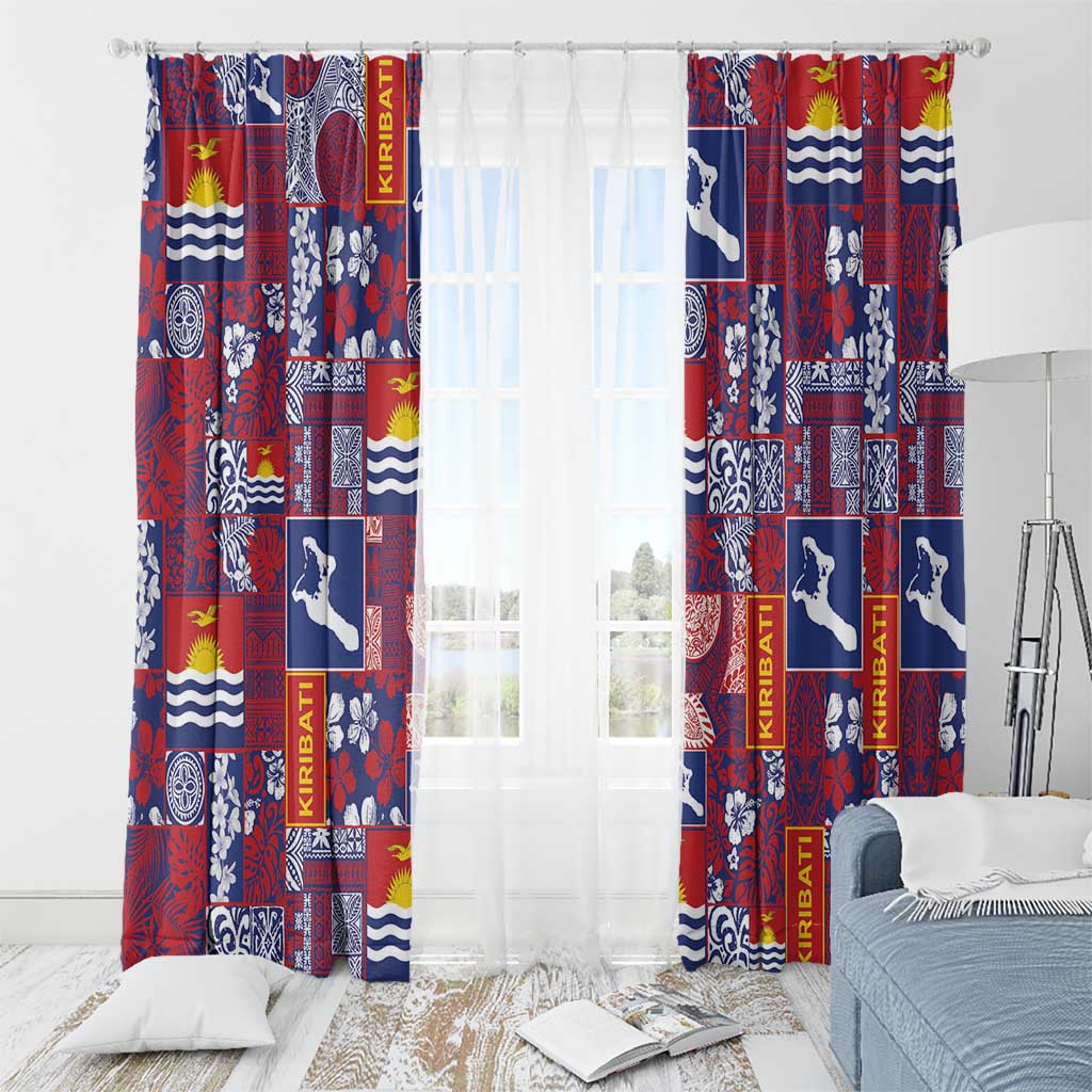 Kiribati Tekeraoi n te Kiritimati Window Curtain Pacific Patchwork Xmas Vibes - Polynesian Pride