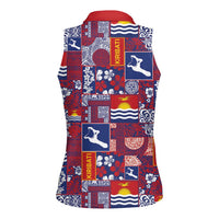 Kiribati Tekeraoi n te Kiritimati Women Sleeveless Polo Shirt Pacific Patchwork Xmas Vibes - Polynesian Pride