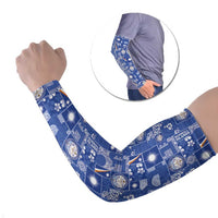 Marshall Islands Merry Christmas Arm Sleeves Pacific Patchwork Xmas Vibes LT9 Set of 2 Blue - Polynesian Pride