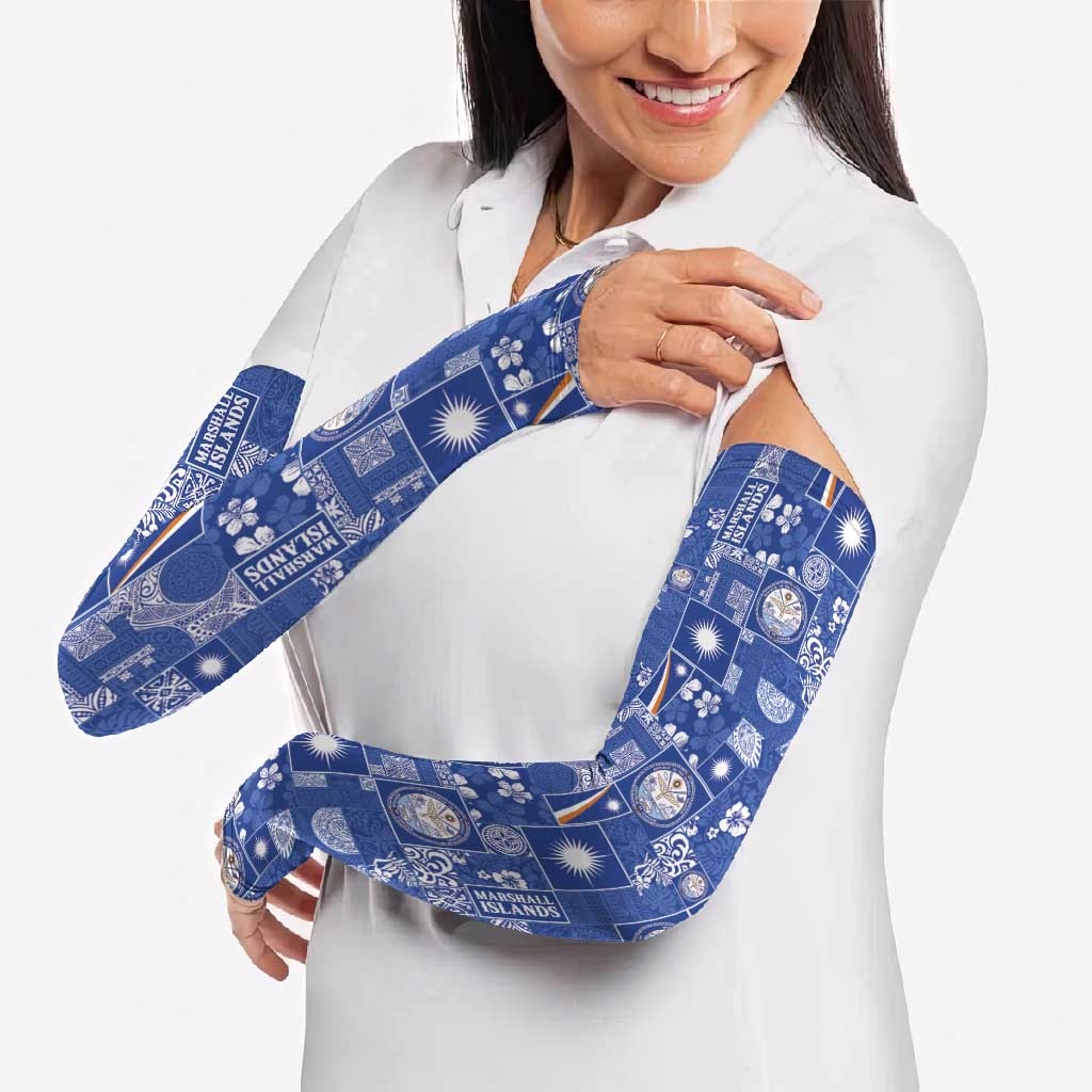 Marshall Islands Merry Christmas Arm Sleeves Pacific Patchwork Xmas Vibes LT9 - Polynesian Pride